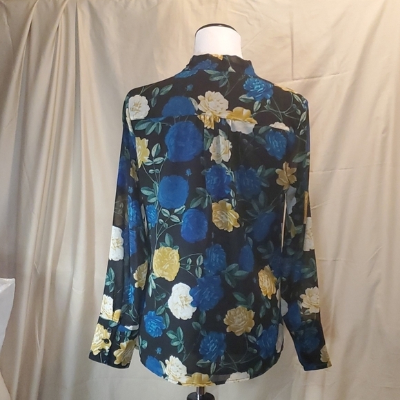 Karl Lagerfeld Floral Tie Up Long Sleeve 👚 SZ SM - Picture 2 of 6